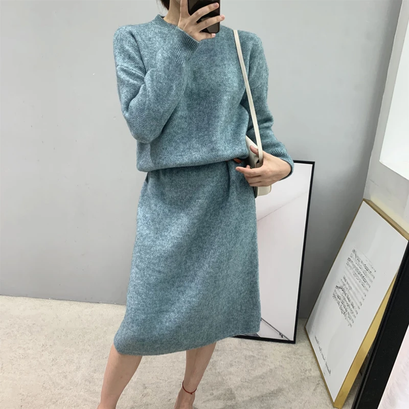 Осень зима новая утепленная одежда для детей Вязаный свитер платье женское с