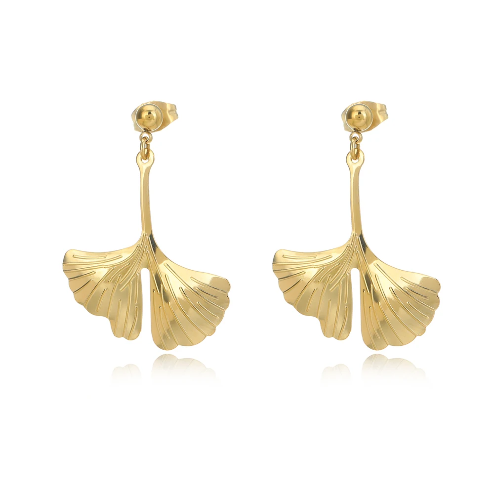 Женские Висячие серьги из нержавеющей стали с листьями гинкго | Украшения и