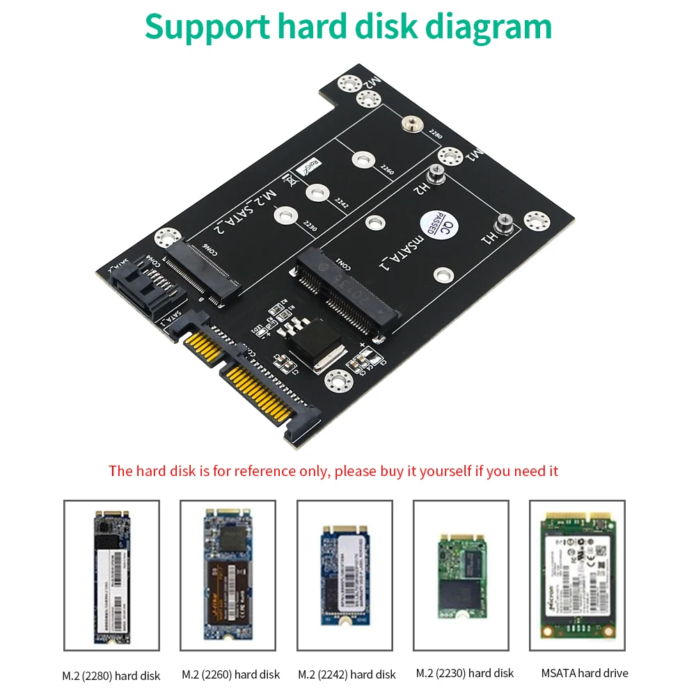 Адаптер TISHRIC M2 на Sata SSD MSATA M.2 два порта SATA III адаптер для жестких дисков карта