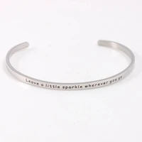 stainless steel engraved words bracelet mantra bangles for women men friends family best gift