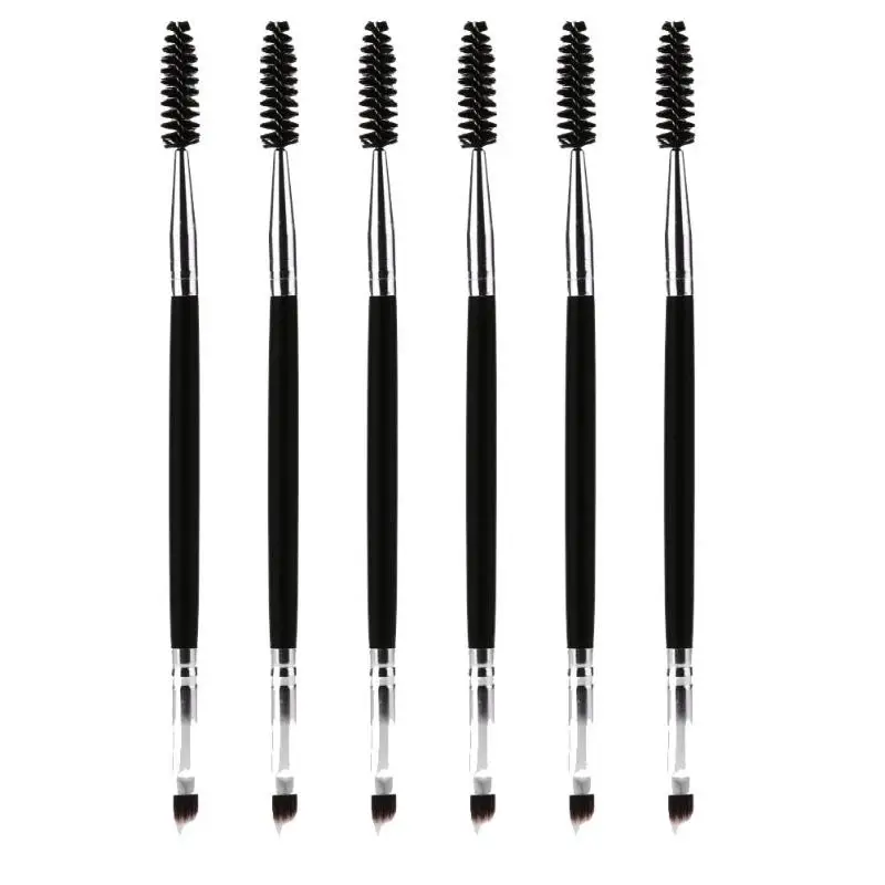 

6pcs Double Ended Eyebrow Brush Eyelash Brush Wooden Handle Eye Makeup Tool