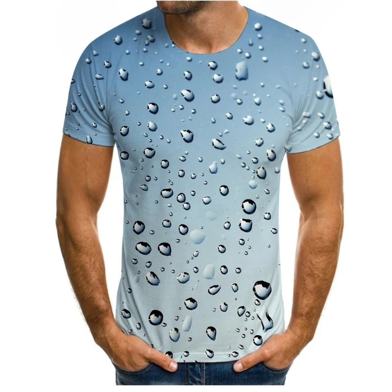 

Fashion Summer Ocean Water Drop 3D Printing Casual Men's T-shirt Outdoor Sports T-shirt Men's Loose Short Sleeve Shirt