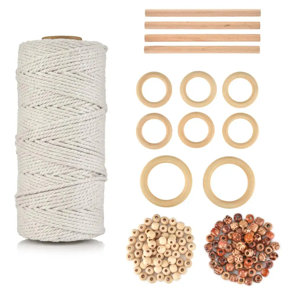 Шнур ручной вязки сделай сам Натуральный Бежевый мягкий хлопковый шнур веревка