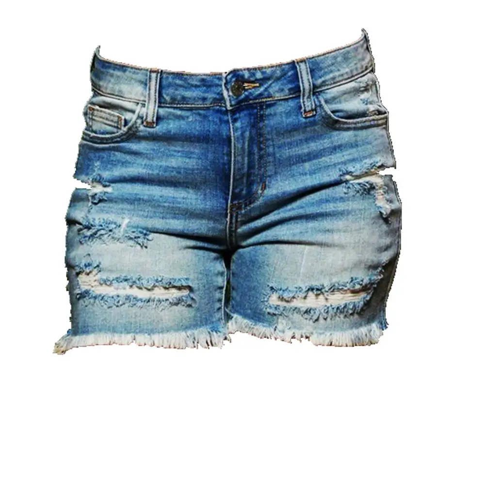 

Wish EBay Hot-Selling Hole Tassels Women's High Elastic Denim Shorts Jeans High Waist Street Style