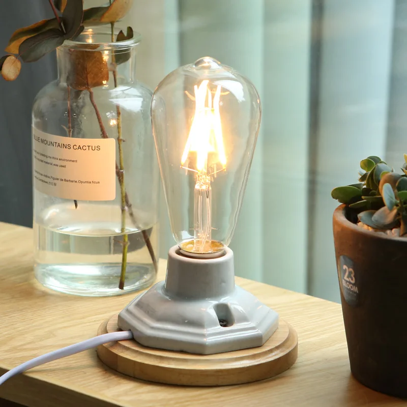 Винтажная деревянная лампа E27 в стиле лофт настольные светильники Эдисона с