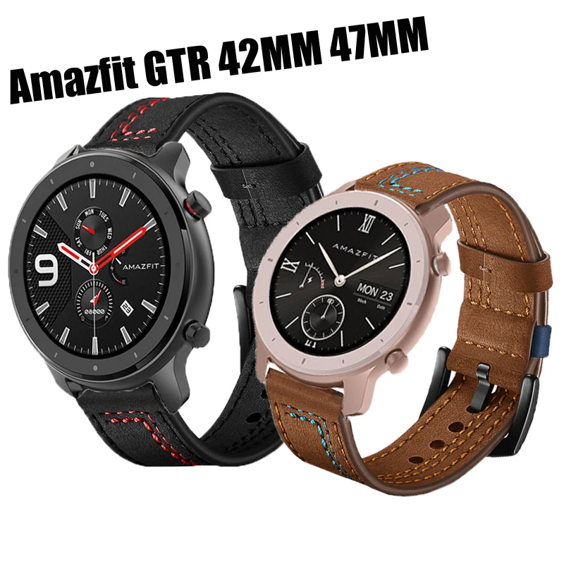 Браслет для Huami Amazfit GTR 47 мм 42 ремешок из натуральной кожи браслет Смарт-часы 22 20