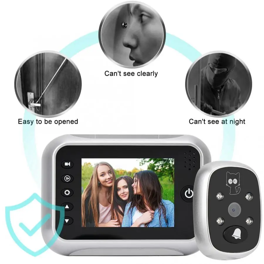 Door Viewer Camera 3.5 inch LCD Display Visible Intelligent 2MP HD Electric Bell Security | Безопасность и защита
