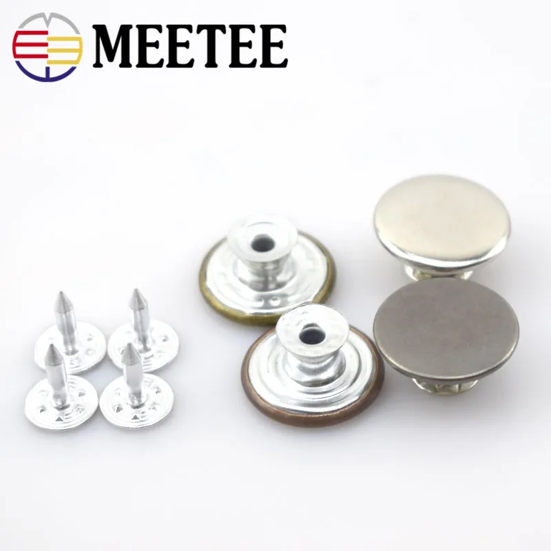 Meetee 17 мм Модные металлические джинсовые пуговицы с хвостовиком кнопки защелкой
