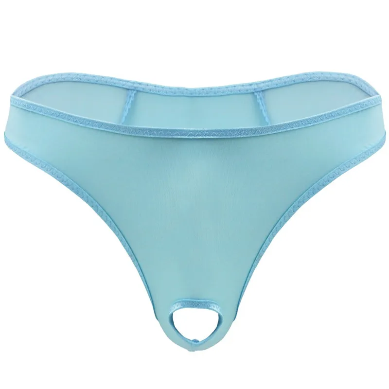 Sky Blue TiaoBug мужские трусы эластичные микро стринги с пенисом отверстие сексуальные бикини трусы Homme плавки для юношей нижнее белье трусы - Цвет: Sky Blue