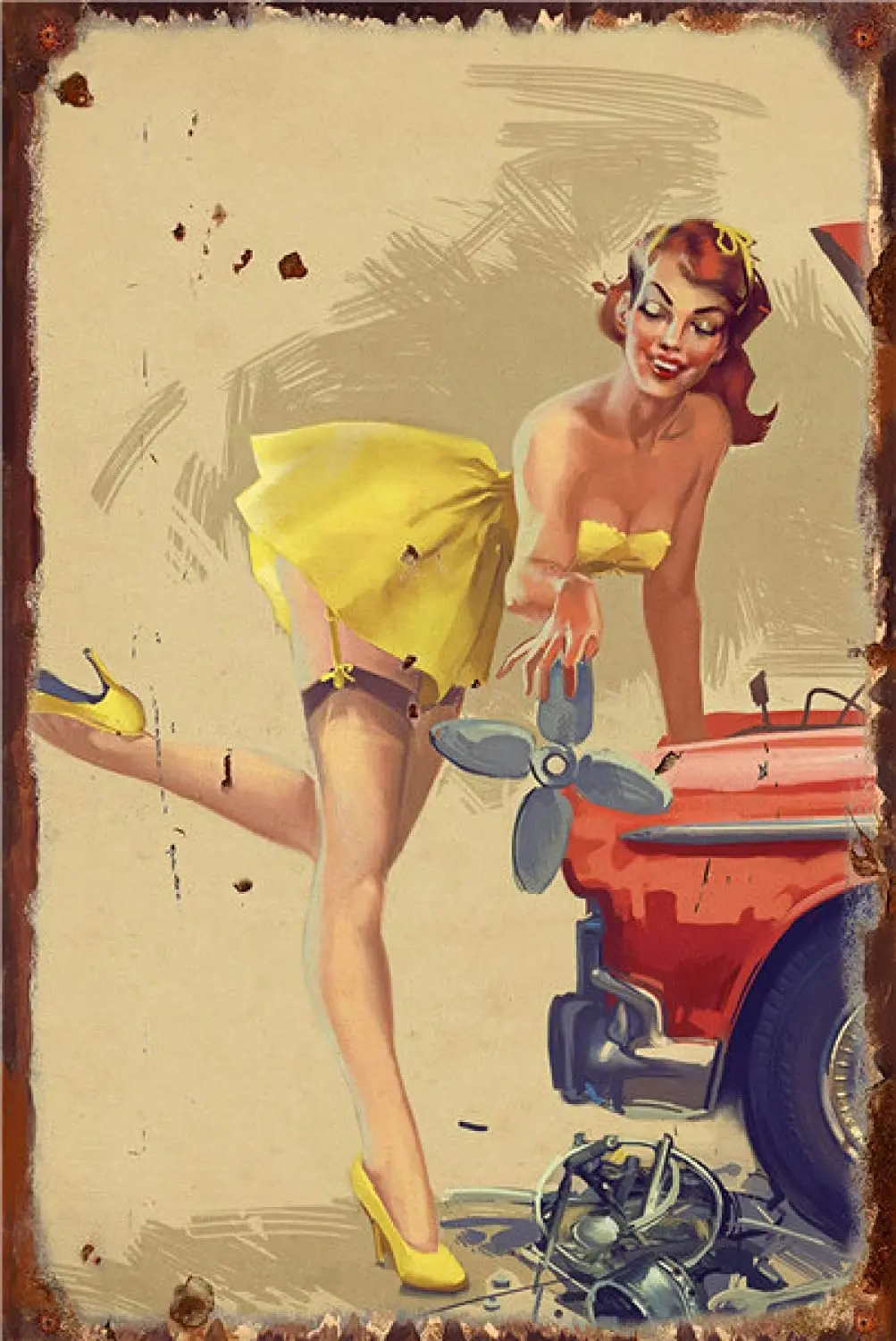 

Girl Retro Poster Metal Sign Poster Vintage Tin Plate Painting Decor Bar Shop Pub Wall Art Decor 12*8 Inch