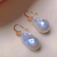 fashion natural white square baroque pearl 18k earrings gift lucky accessories ear stud diy aquaculture wedding fools day