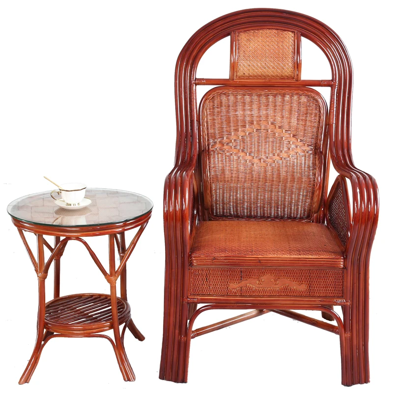 Real rattan chair back single bamboo woven home elderly leisure office modern simple |