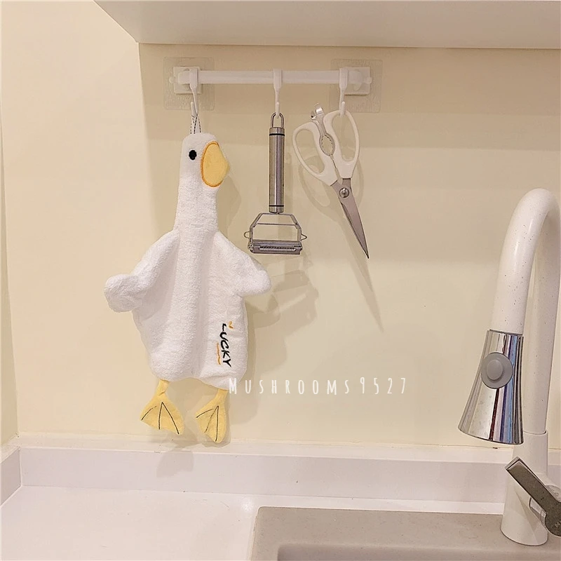 

Корейское милое полотенце для рук в виде утки, подвесное милое кухонное полотенце для рук, абсорбирующее полотенце, бытовое полотенце для р...