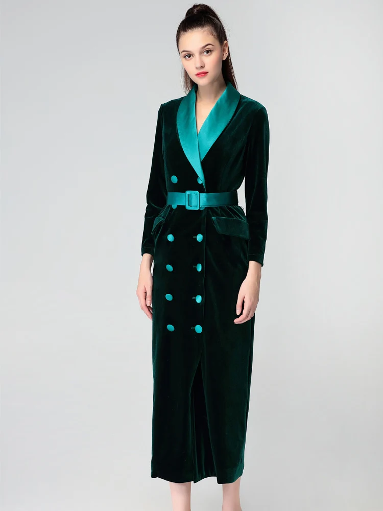 Британский модный Тренч темно-зеленого цвета для женщин тонкий Европейский