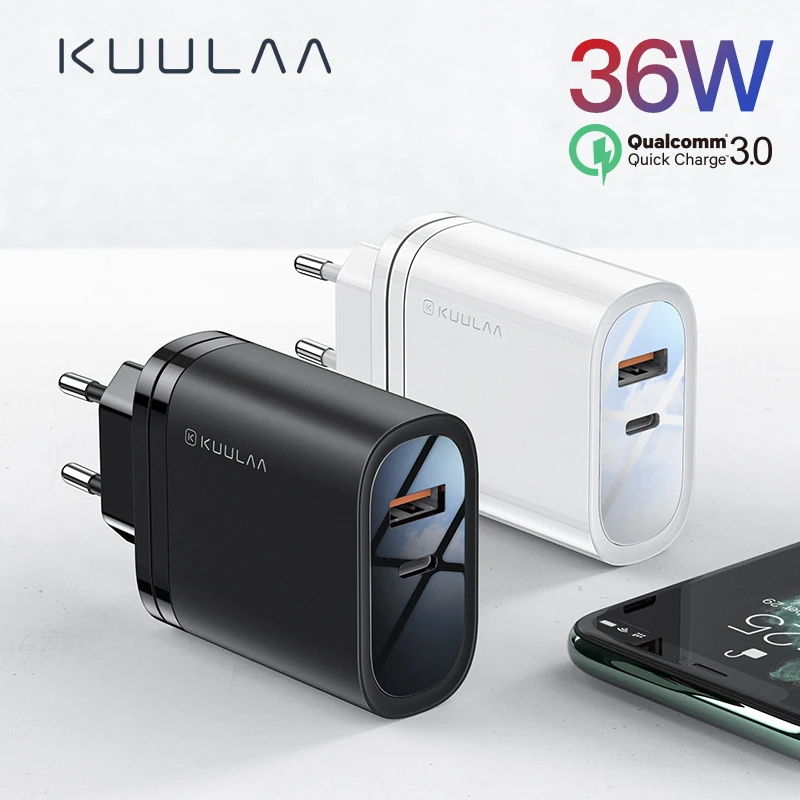 KUULAA Quick Charge 4,0 3,0 36 Вт USB зарядное устройство PD 3,0 Supercharge Быстрая зарядка зарядное устройство для телефона для Xiaomi Mi 9 8 iPhone X XR XS Max