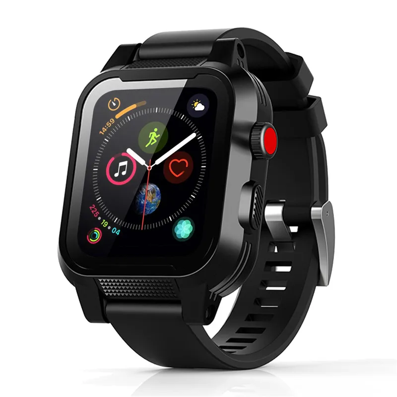 Черный SHELLBOX водостойкий ремешок для Apple watch 42 мм чехол с силиконовым браслетом для iwatch42 band 42 мм аксессуары - Цвет: Черный
