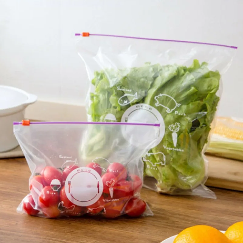 

10pcs PVC Freshness Keeping Bag For Vegetable Fruit Storage Freezing Preservation Zipper Sealed Bags Kitchen Food Storage Tool