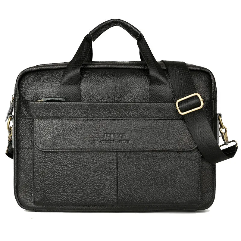 

Genuine Leather Bussiness Handbag Men Briefcase Laptop Messenger Bag Fashion Shoulder Crossbody Bags for Male Office Hand Tote