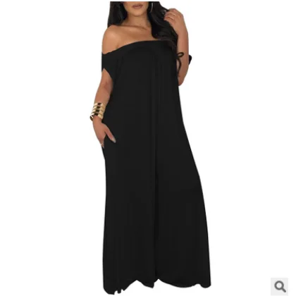 Женский свободный комбинезон без рукавов повседневный однотонный длинный в