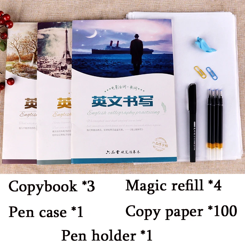 Liu Pin Tang 3pcs Hengshui Writing English Calligraphy copybook for Adult Children Exercises Practice Book libros | Канцтовары для