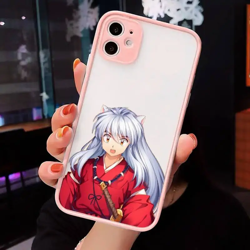 

Anime Inuyasha Phone Case Pink matte transparent For iPhone 7 8 x xs xr 11 12 pro plus max mini Clear Funda
