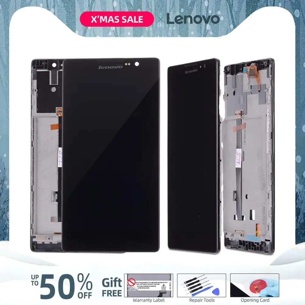 Дисплей для Lenovo P90 LCD в сборе с тачскрином на рамке черный