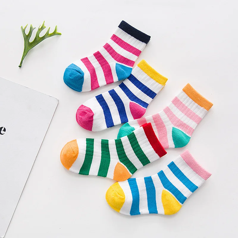 5 Pairs/lot New Autumn Soft Cotton Boys Girls Short Socks Cute Cartoon Pattern Cute Kids Socks for Baby Boys Girls 1-3Y