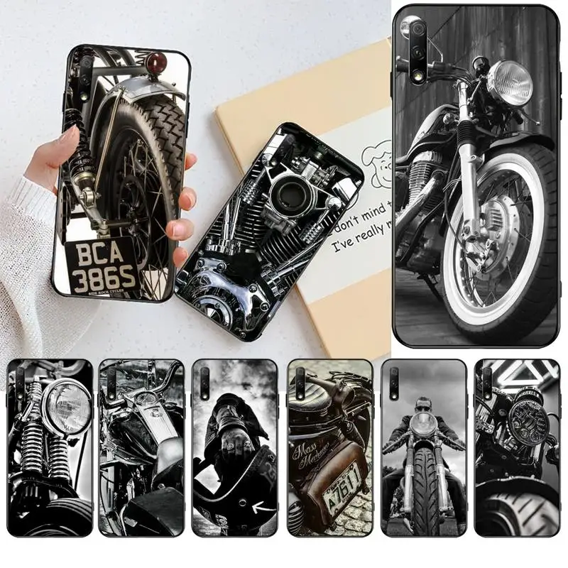 

YJZFDYRM Hot Vintage Motorcycle Black TPU Soft Phone Case For Huawei Nova 6se 7 7pro 7se honor 7A 8A 7C Prime2019