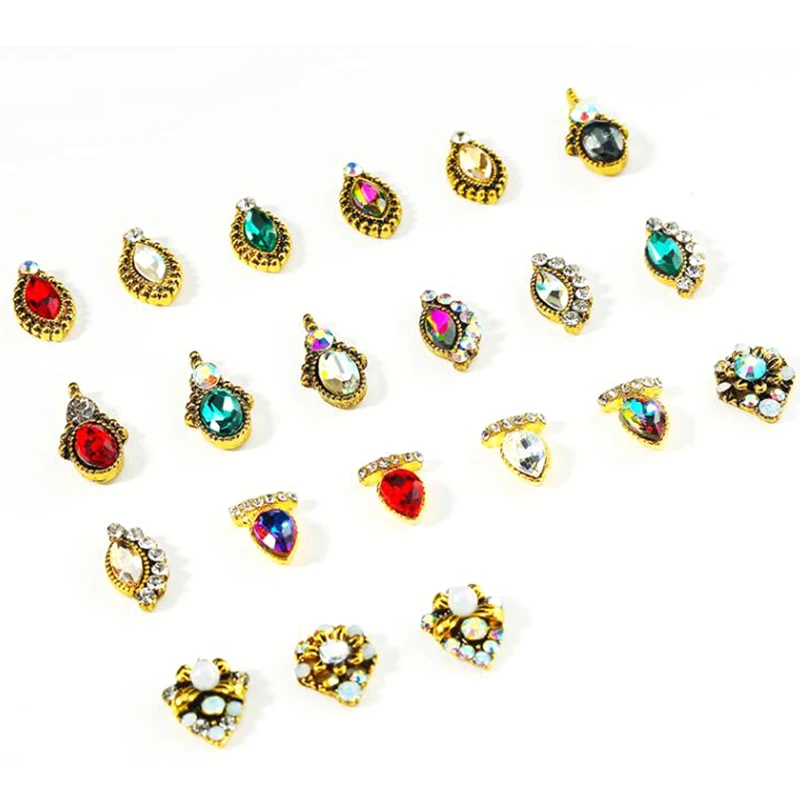 10 шт./лот ювелирное изделие в стиле ретро из сплава для дизайна ногтей AB кристаллы