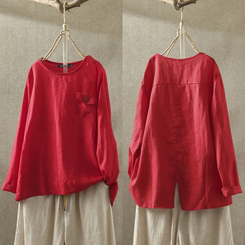 

Женская блузка в стиле пэчворк ZANZEA 2022, Элегантные Осенние повседневные топы, Женская туника с длинным рукавом, рубашка, топы