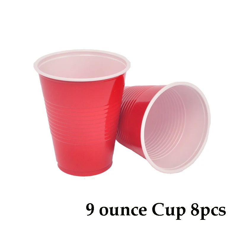 9 ounce cup 8pcs Одноразовая Свадебная посуда Рождественская тарелка для торта красные украшения для тематических вечеринок макет бумажная салфетка под тарелку кружку вечерние принадлежности - Цвет: 9 ounce cup 8pcs