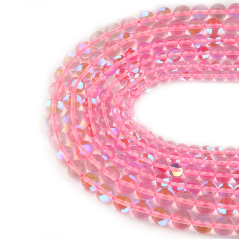 

Round Loose Beads 6/8/10mm Natural Stone Beads Shiny Pink Glitter Moonstone For DIY Making Bracelet Necklace Jewelry Beadtales