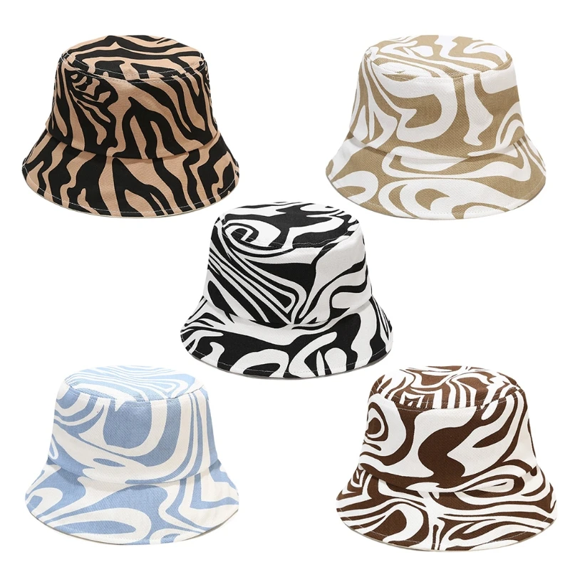 

Irregular Stripe Print Casual All-Match Fisherman Hat Unisex Boonie Bucket Hat H7EF