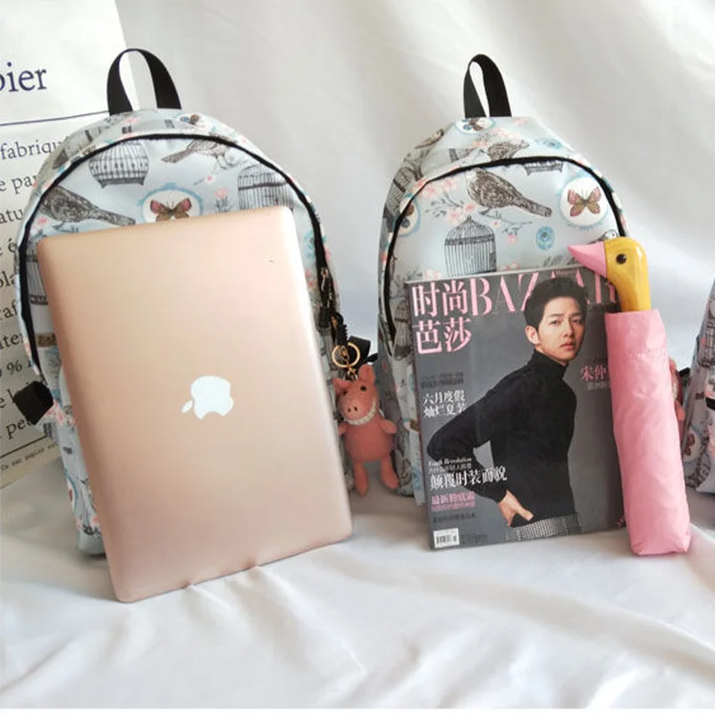 

Backpacks Women Printed College Style Students School High-capacity Book-bags Travel Nylon Waterproof Portable Simple Female New