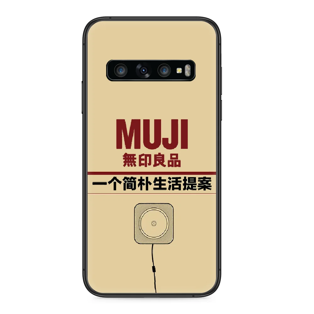 

MUJI Japanese Fashion Brand Phone case For Samsung Galaxy Note S 8 9 10 20 Plus E Lite Uitra black Bumper Soft Shell 3D Coque