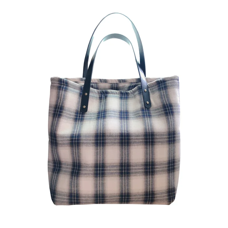 

Spring and Summer New Artistic Plaid Shoulder Bag College Style Student Fashion Korean Style