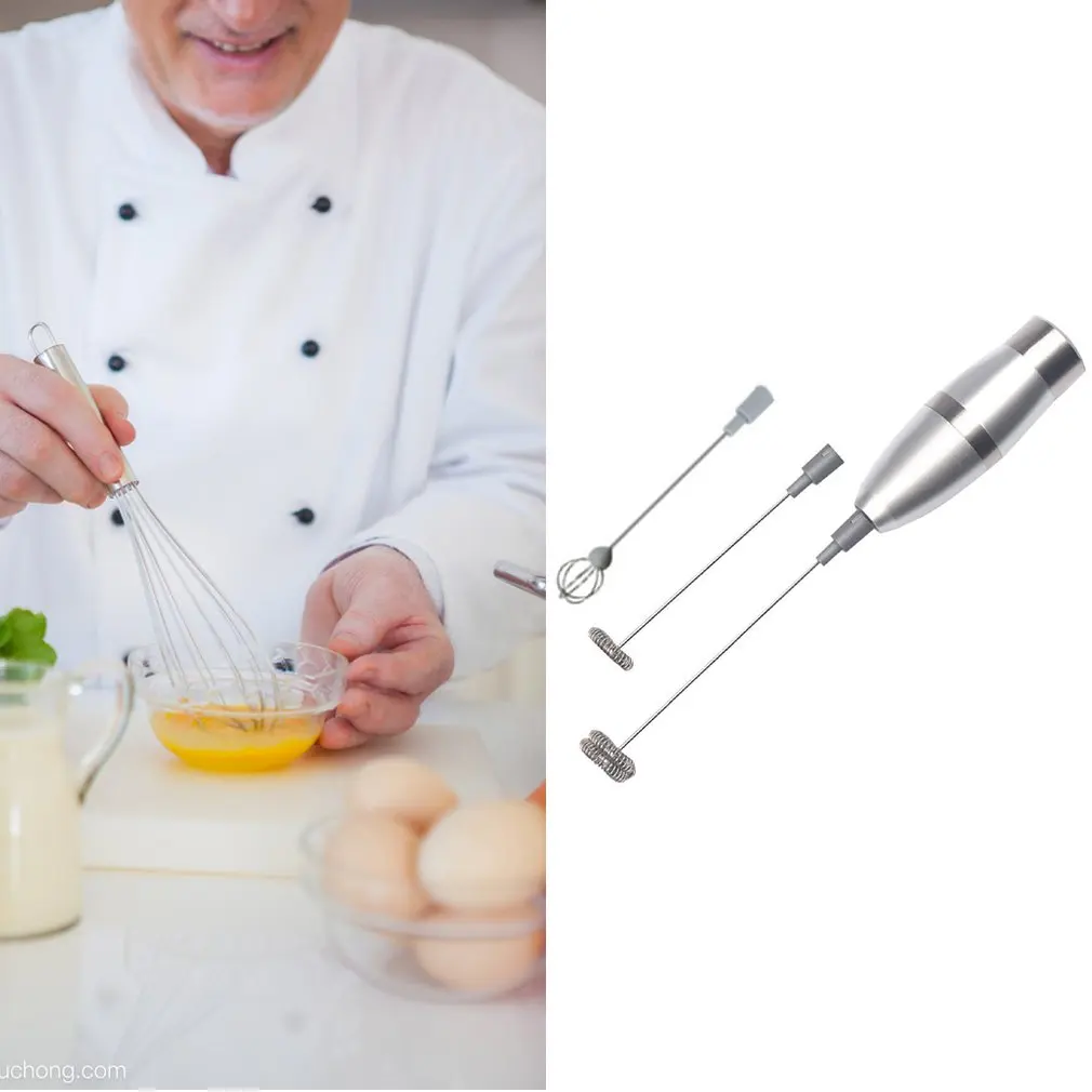 

Electric Milk Frother Stainless Steel Milk Shaker Fancy Coffee Brewer Milk Mixer Single And Double Egg Beater