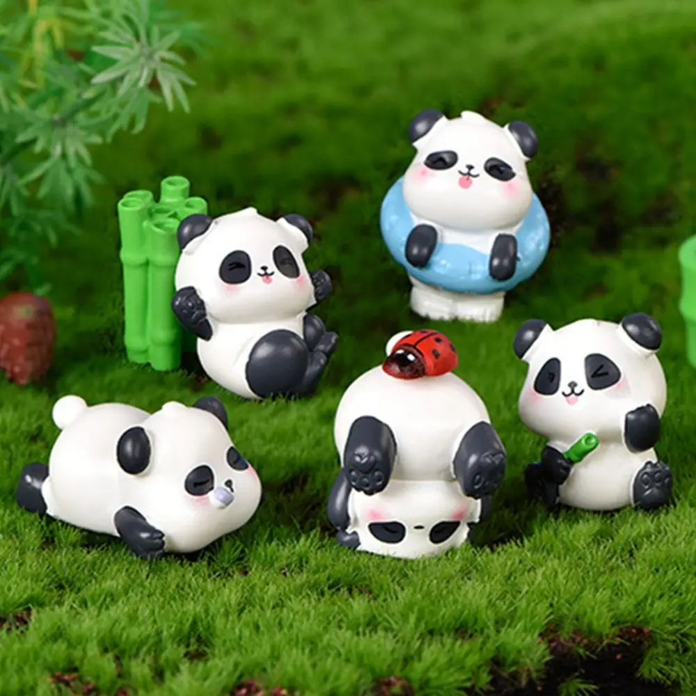 

Милая панда, искусственная кожа, статуэтка, украшение из смолы, забавная панда, детские сказочные украшения для сада