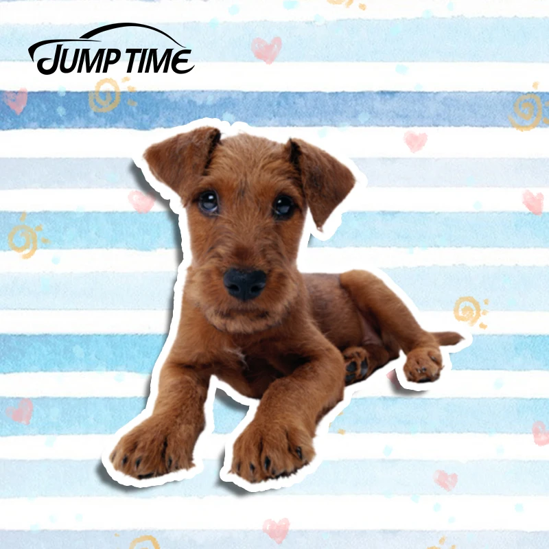 

Время скачка 13 см x 13 см, милая наклейка с щенком, забавная 3D наклейка на автомобиль, виниловая графическая наклейка с милой собакой на окно, бампер, Декор, автомобильные наклейки для домашних животных