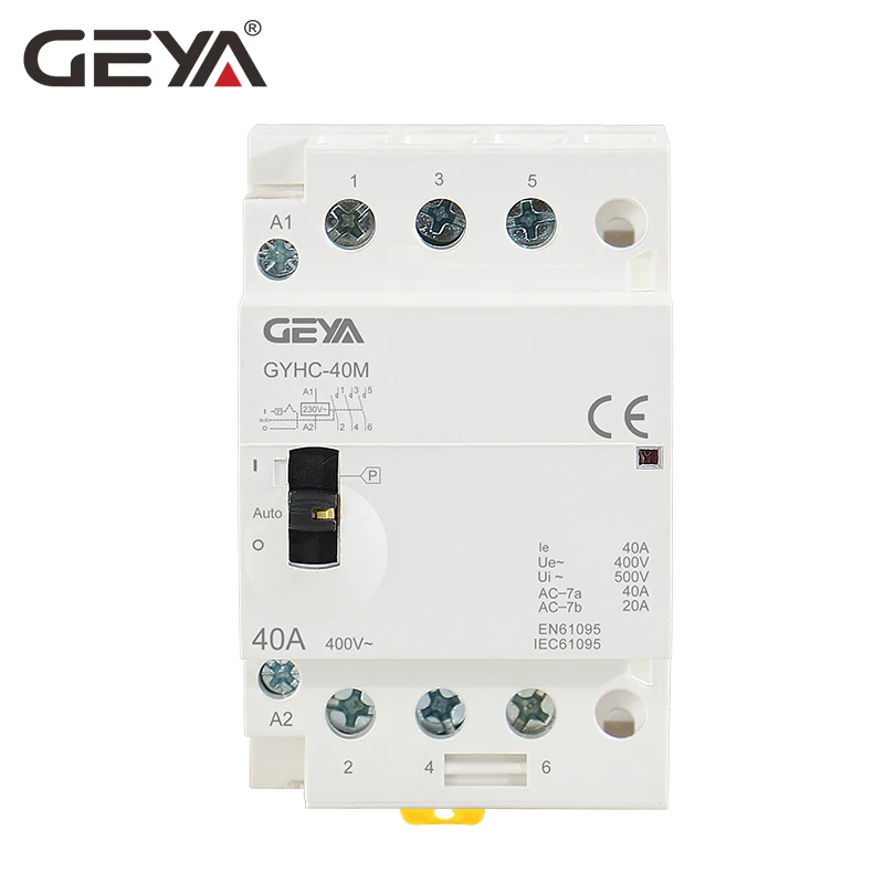GEYA GYHC 3 фазы 40A 63A 3NO din рейку бытовой AC модульный контактор с ручным управлением
