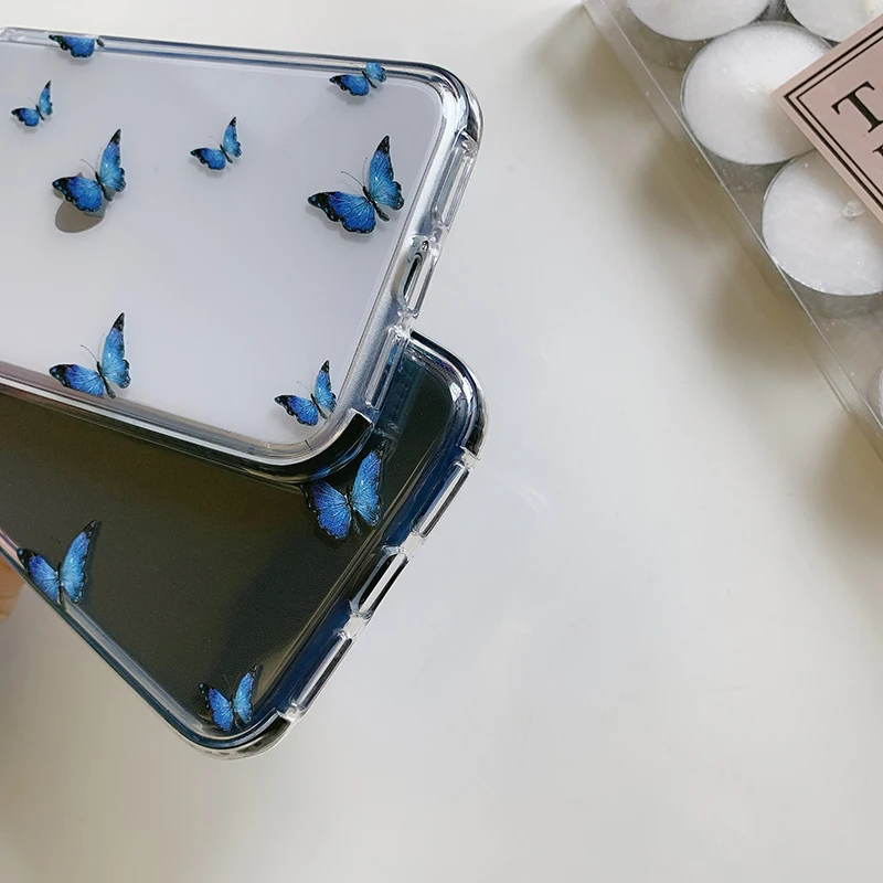 Beauty Blue Butterfly защитный чехол для телефона iphone 11 Pro 12 Max XR X XS 7 8 6 6S Plus мягкая