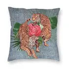 Тигр экзотические джинсовые наволочки для дивана гостиной модная наволочка тропические цветы джунглей квадратный наволочка 40x40