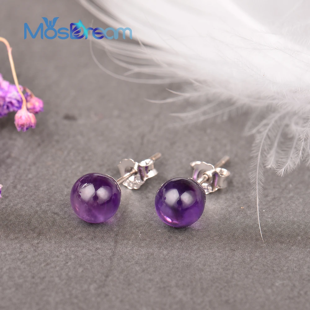 ITSMOS аметист серьги S925 посеребренный симпатичный элегантные гвоздики в виде