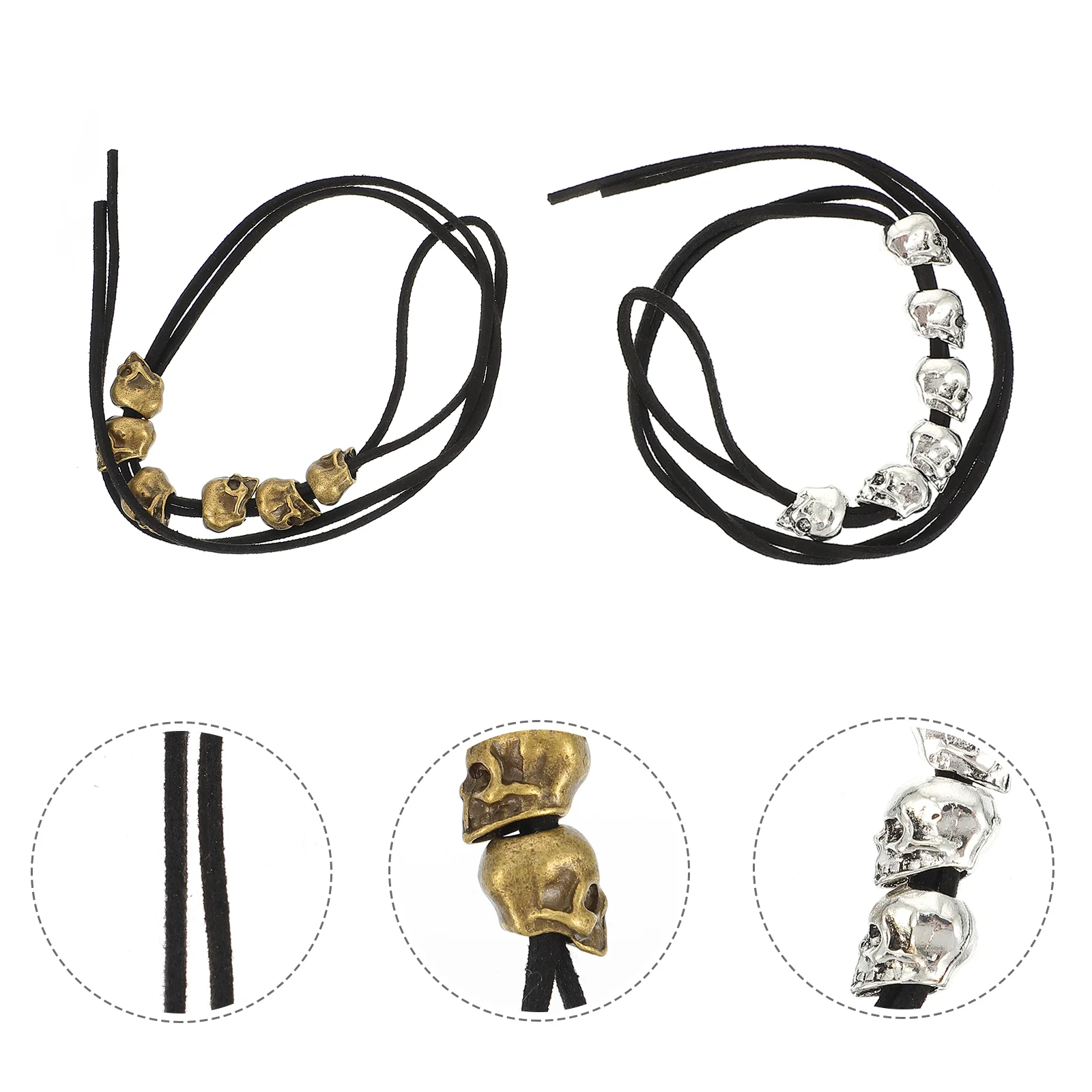 

2pcs Alloy Charm Hair Rings Braided Hair Elastic Bands Skeleton Ponytail Holders