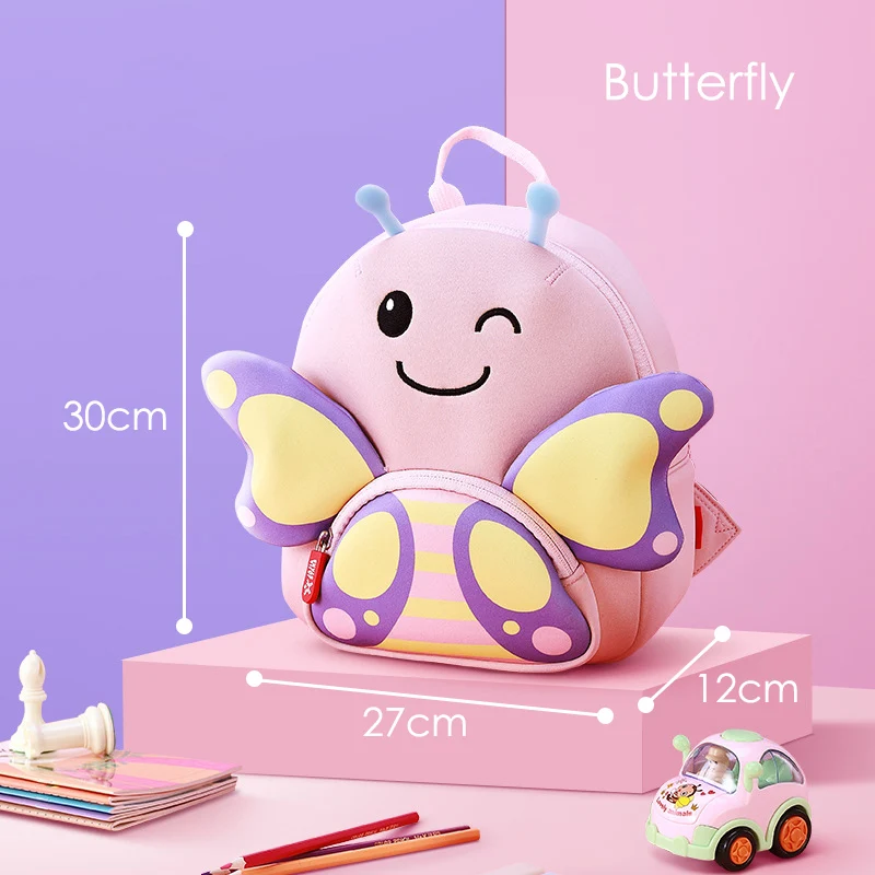 Butterfly Розовый 3D единорог школьные рюкзаки для девочек детский сад детские школьные рюкзаки с ручкой милые животные школьный рюкзак - Цвет: Butterfly