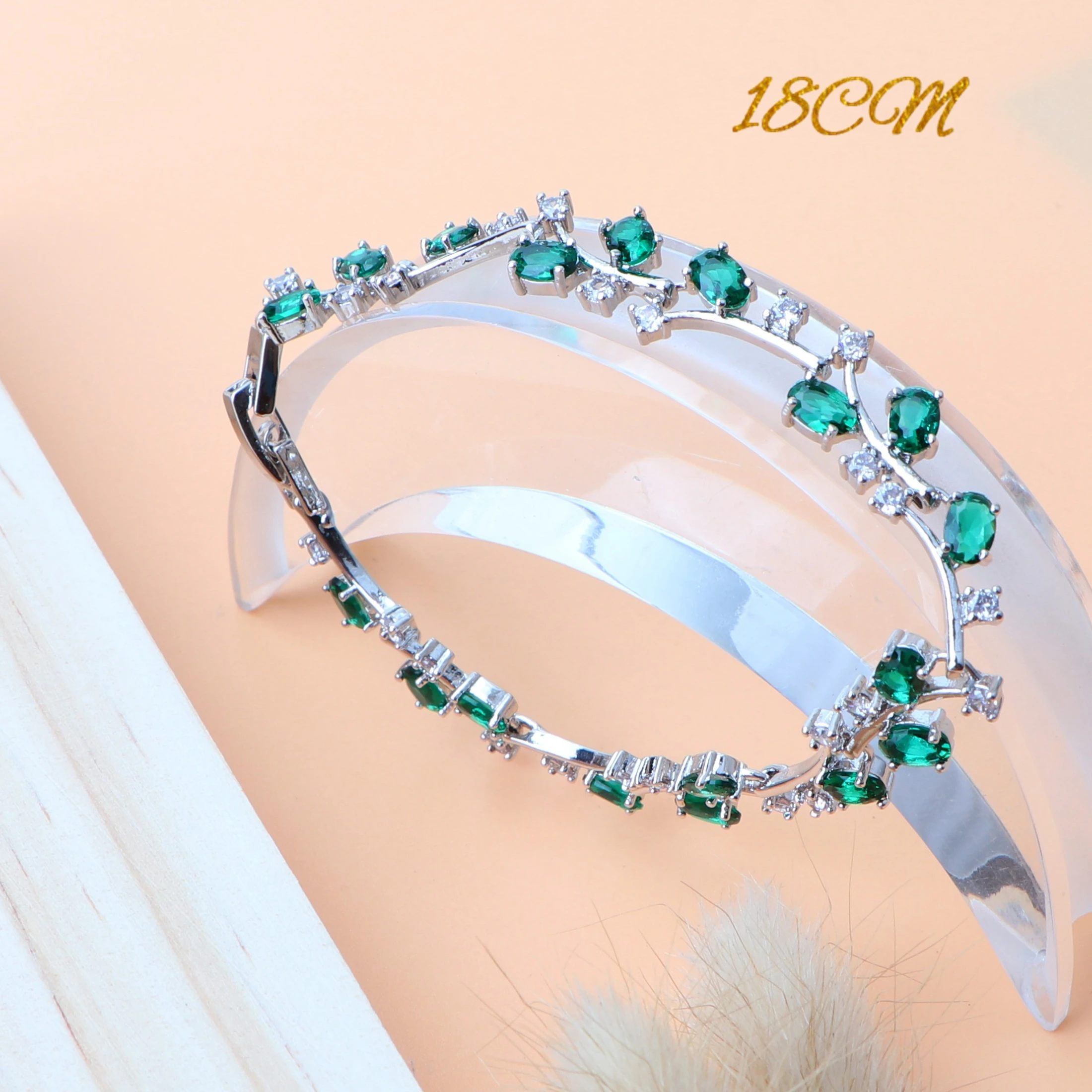 925 Sterling Silver Green Zirconia Jewelry Sets Stone Earrings For Women Wedding Pendant Rings Necklace Set Gift Box | Украшения и