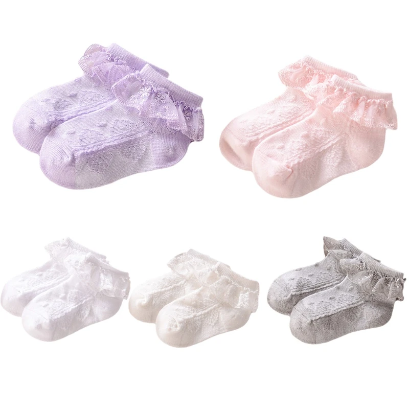 

Baby Girls Eyelet Lace Flower Ankle Short Socks Newborn Infant Toddlers Cotton