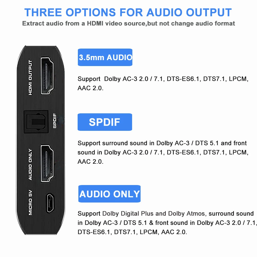 4K HDMI к RCA аудио экстрактор SPDIF конвертер адаптер AV RSA поддержка @ 60Hz RGB 8:8:8 HDCP 2 3 5 мм