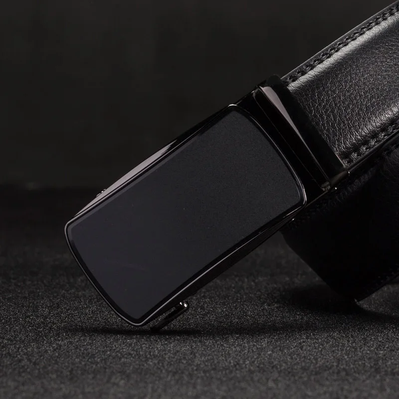 Высокое качество натуральная кожа мужской ремень автоматическая пряжка черные