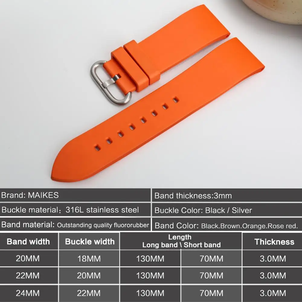 DEETLE 20mm 22mm 24mm fluororubber rubber watchbands orange sports smart watch band strap watch accessories bracelet belt